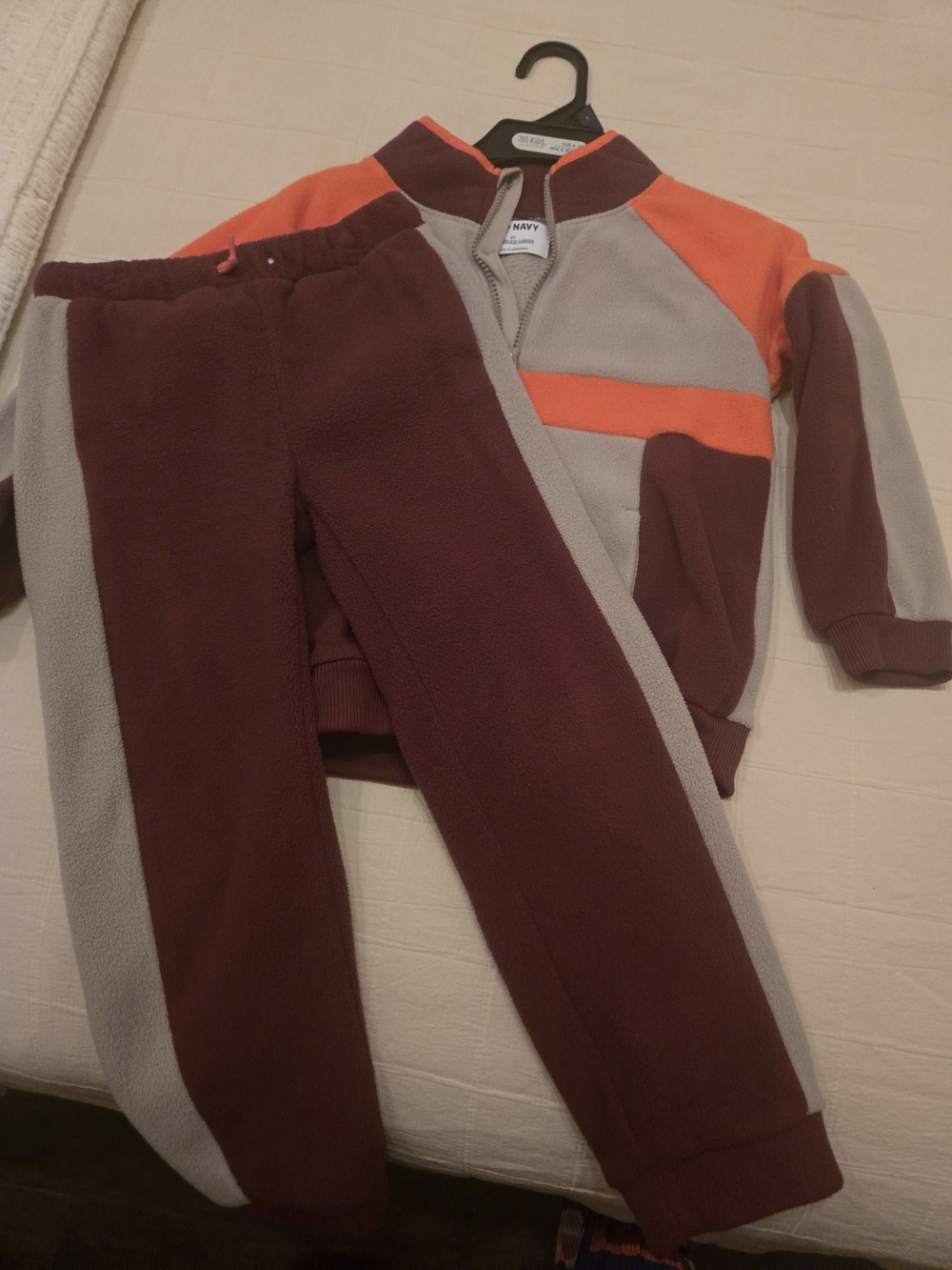 Children's Fleece Two-Piece Sweat Set - Gray, Maroon & Orange - Old Navy